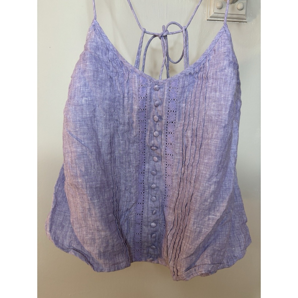JOSLIN Lavender Linen‎ Spaghetti Strap Top 6 Cottage